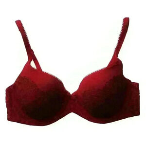 Victoria's Secret Body by Victoria Lined Demi bra 34C underwire red lace
